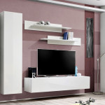 Paris Prix Meuble TV Mural Design "Fly IV" 310cm Blanc