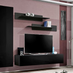 Paris Prix Meuble TV Mural Design "Fly IV" 310cm Noir