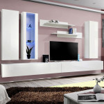 paris prix Meuble TV Mural Design "Fly IV" 320cm Blanc