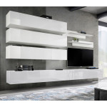 paris prix Meuble TV Mural Design "Fly IX" 320cm Blanc