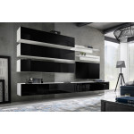 Paris Prix Meuble TV Mural Design "Fly IX" 320cm Noir & Blanc