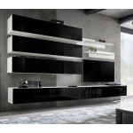 paris prix Meuble TV Mural Design "Fly IX" 320cm Noir & Blanc