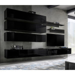 paris prix Meuble TV Mural Design "Fly IX" 320cm Noir