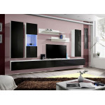 Paris Prix Meuble TV Mural Design "Fly V" 320cm Noir & Blanc