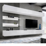 paris prix Meuble TV Mural Design "Fly VI" 320cm Blanc
