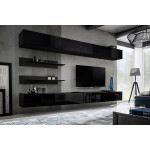 Paris Prix Meuble TV Mural Design "Fly VI" 320cm Noir