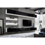 Paris Prix Meuble TV Mural Design "Fly VI" 320cm Noir & Blanc