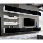 paris prix Meuble TV Mural Design "Fly VI" 320cm Noir & Blanc