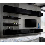 paris prix Meuble TV Mural Design "Fly VI" 320cm Noir