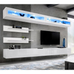 paris prix Meuble TV Mural Design "Fly VII" 320cm Blanc