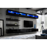Paris Prix Meuble TV Mural Design "Fly VII" 320cm Noir