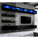 paris prix Meuble TV Mural Design "Fly VII" 320cm Noir