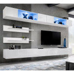 paris prix Meuble TV Mural Design "Fly VIII" 320cm Blanc