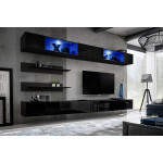 Paris Prix Meuble TV Mural Design "Fly VIII" 320cm Noir