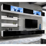 paris prix Meuble TV Mural Design "Fly VIII" 320cm Noir & Blanc