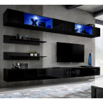 paris prix Meuble TV Mural Design "Fly VIII" 320cm Noir