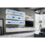 Paris Prix Meuble TV Mural Design "Fly X" 320cm Blanc