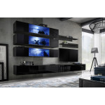 paris prix Meuble TV Mural Design "Fly XI" 320cm Noir