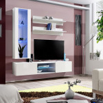 Paris Prix Meuble TV Mural Design "Fly XIX" 170cm Blanc