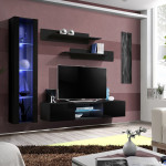 Paris Prix Meuble TV Mural Design "Fly XIX" 210cm Noir