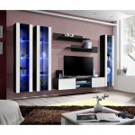 Paris Prix Meuble TV Mural Design "Fly XLIII" 310cm Blanc & Noir