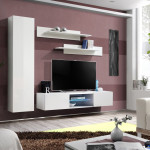 Paris Prix Meuble TV Mural Design "Fly XVIII" 210cm Blanc