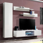 paris prix Meuble TV Mural Design "Fly XVIII" 210cm Blanc