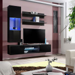 Paris Prix Meuble TV Mural Design "Fly XX" 170cm Noir