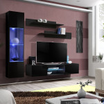 Paris Prix Meuble TV Mural Design "Fly XXII" 210cm Noir