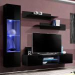 paris prix Meuble TV Mural Design "Fly XXII" 210cm Noir