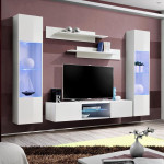 paris prix Meuble TV Mural Design "Fly XXX" 260cm Blanc
