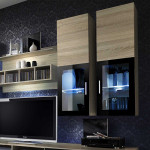 Paris Prix Meuble TV Mural Design "Lyra" 300cm Chêne & Noir