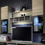 Paris Prix Meuble TV Mural Design "Lyra" 300cm Chêne & Noir