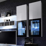 Paris Prix Meuble TV Mural Design "Lyra" 300cm Noir & Blanc