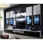 paris prix Meuble TV Mural Design "Lyra" 300cm Noir & Blanc