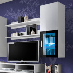 Paris Prix Meuble TV Mural Design "Mini" 200cm Noir & Blanc