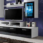 Paris Prix Meuble TV Mural Design "Mini" 200cm Noir & Blanc