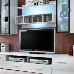 Paris Prix Meuble TV Mural Design "Quadro" 300cm Blanc