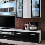 Paris Prix Meuble TV Mural Design "Quadro" 300cm Noir & Blanc