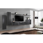 Paris Prix Meuble TV Mural Design "Switch I" 330cm Gris