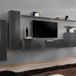 paris prix Meuble TV Mural Design "Switch I" 330cm Gris