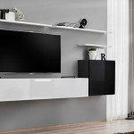 Paris Prix Meuble TV Mural Design "Switch I" 330cm Noir & Blanc