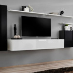 paris prix Meuble TV Mural Design "Switch I" 330cm Noir & Blanc