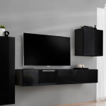 Paris Prix Meuble TV Mural Design "Switch II" 270cm Noir