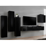 Paris Prix Meuble TV Mural Design "Switch II" 270cm Noir