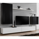 Paris Prix Meuble TV Mural Design "Switch II" 270cm Noir & Blanc