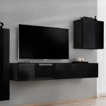 Paris Prix Meuble TV Mural Design "Switch III" 330cm Noir