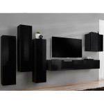 Paris Prix Meuble TV Mural Design "Switch III" 330cm Noir