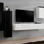 paris prix Meuble TV Mural Design "Switch III" 330cm Noir & Blanc