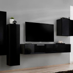 paris prix Meuble TV Mural Design "Switch III" 330cm Noir